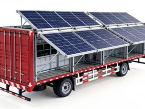 Folding photovoltaic container vehicle